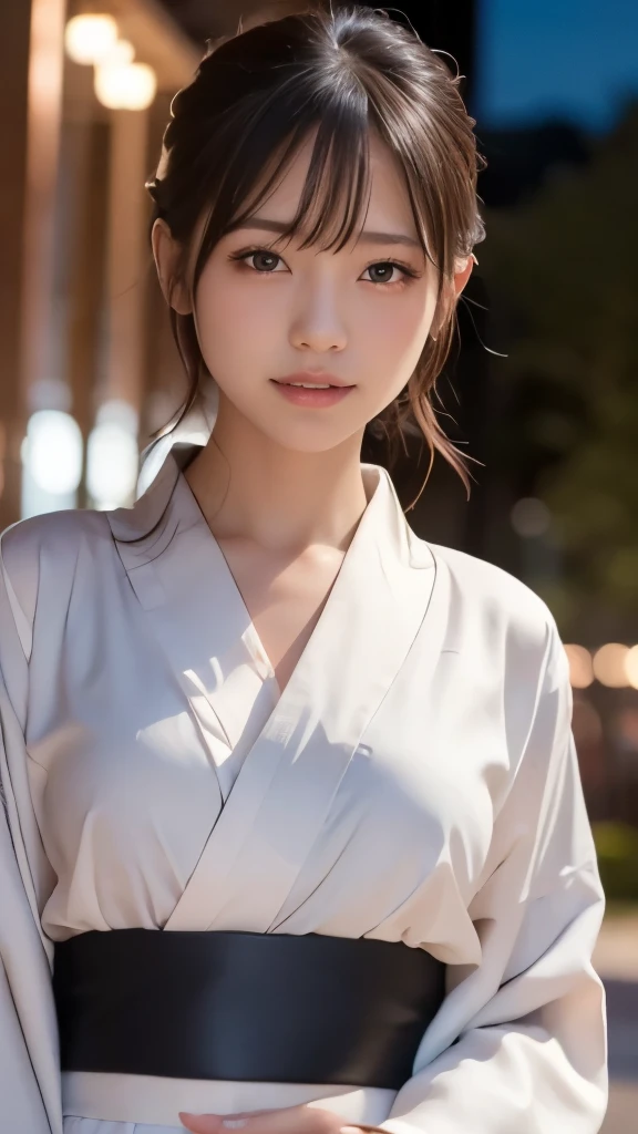 8k,Highest quality,(masterpiece:1.2),(Realistic),(Realistic:1.37),Ultra-high resolution,One College Girl,Fireworks display,night,smile,Beautiful Eyes,(((Cute Yukata))),Perfect body,Perfect Fingers,Professional Lighting,gravure,Detailed face and skin texture,fine grain,RAW Photos