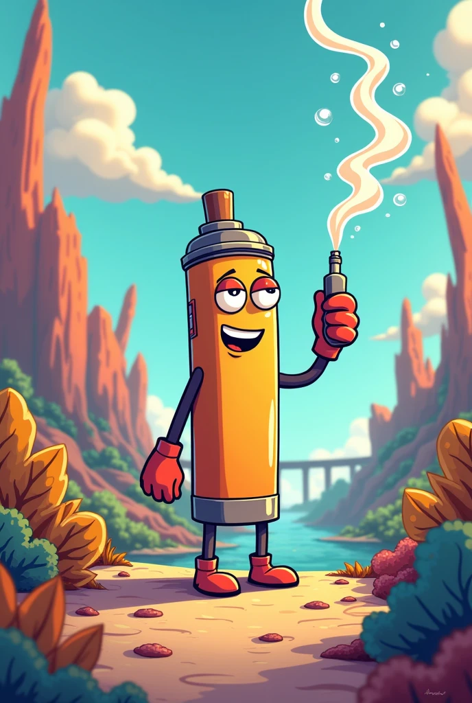 Cartoon e-cigarette smoking