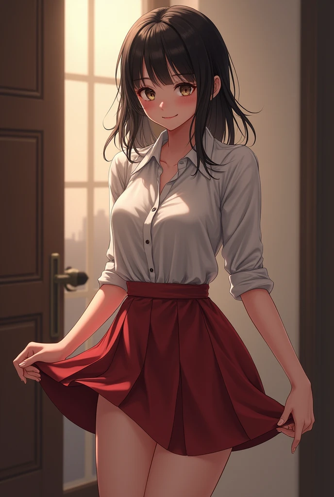 Girl lifting up her miniskirt