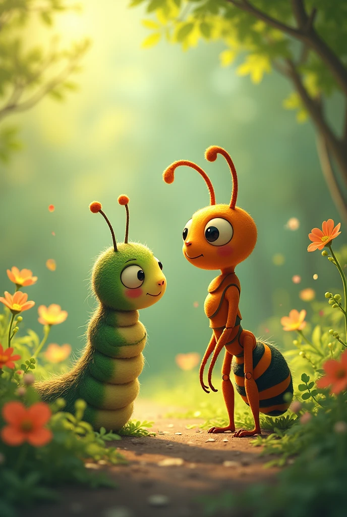 Now the ant and the caterpillar say goodbye 2D