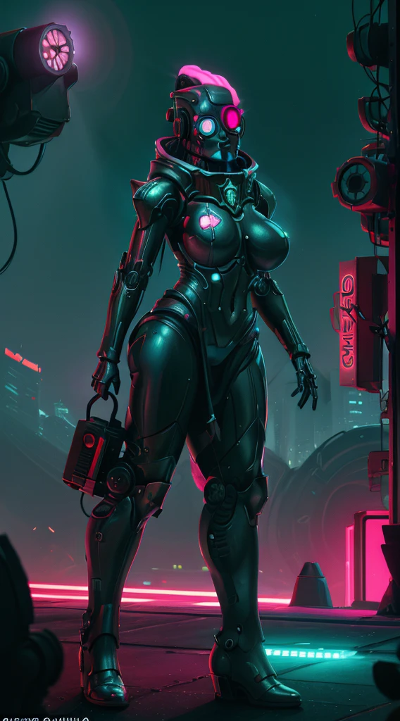 A robot girl adepta sororitas with a futuristic appearance and advanced technology, (ultra-detailed,realistic:1.37), [prostituta], beautiful detailed eyes, beautiful detailed lips, long eyelashes, eyepatch , vibrant synthetic skin, sleek metallic body, glowing LED lights, impeccable makeup and hairstyle. She stands in a bustling city street, surrounded by holographic advertisements and neon lights. The cityscape is filled with towering skyscrapers and futuristic vehicles. The air is filled with a mix of artificial scents and the bustling sounds of people and machines. The robot adepta sororitas confidently walks with a graceful and alluring demeanor, drawing the attention of onlookers. The color palette is a combination of vibrant neon colors and cool metallic tones. The lighting is a mix of the bright city lights and the soft glow of the robot girl's LED lights on her body, creating an enchanting atmosphere. The image is of the highest quality, with ultra-detailed rendering and a photorealistic appearance.
