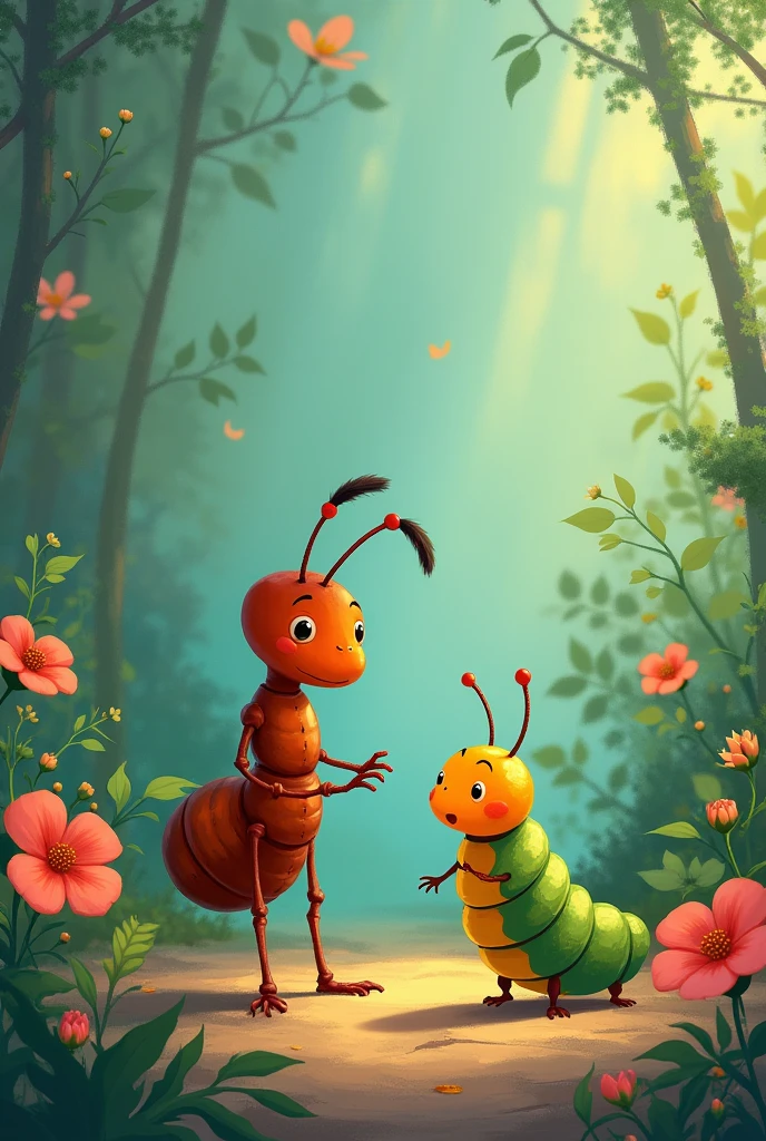The ant and the caterpillar say goodbye 2D