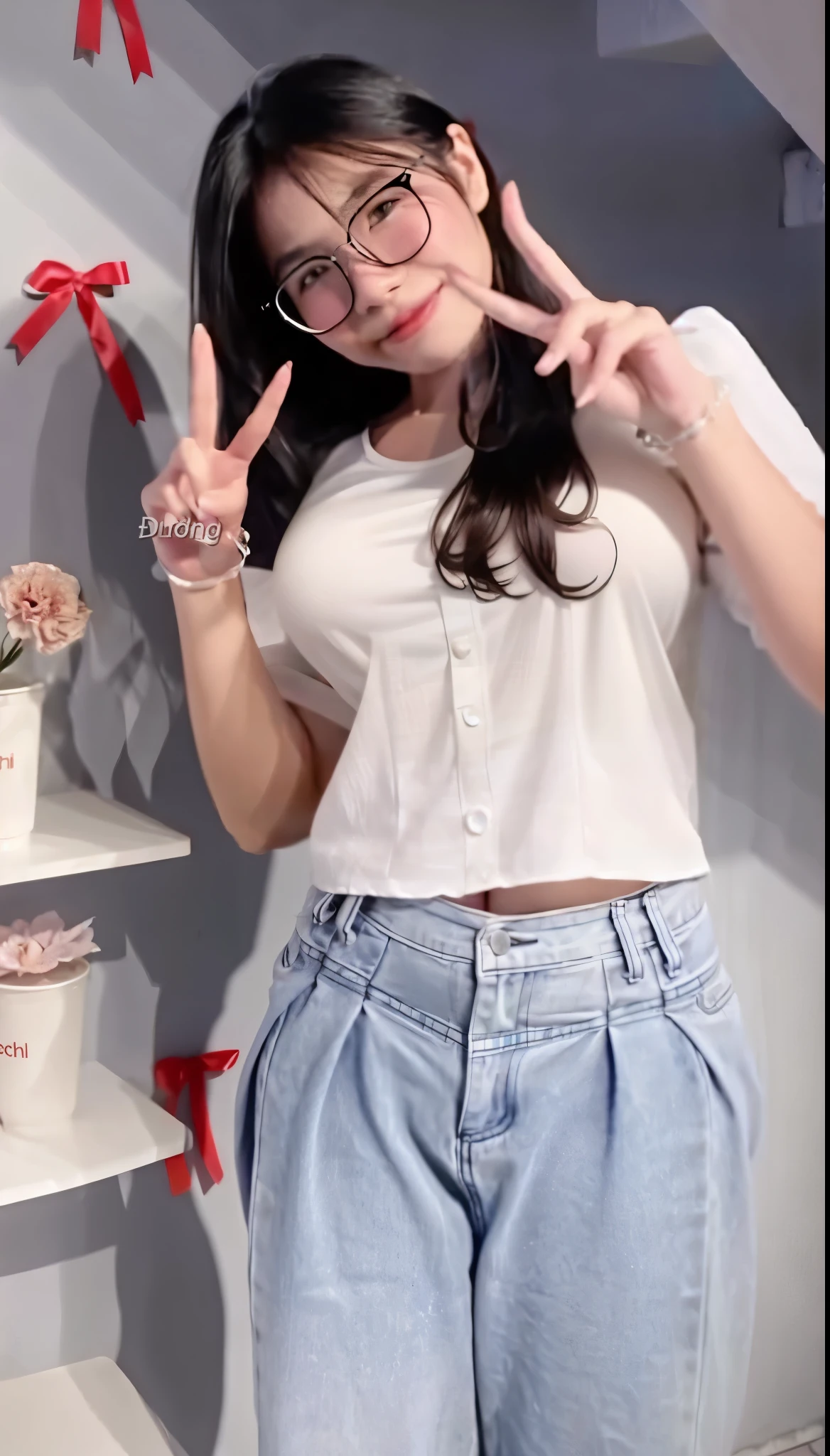 Huge breasts, nice breasts, shirt, white shirt