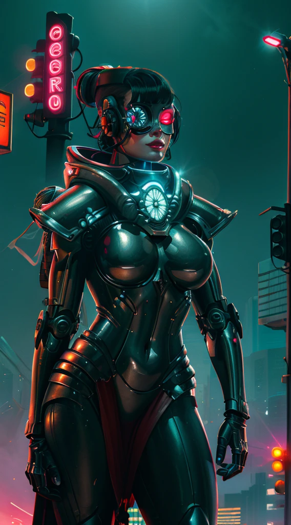 A robot girl adepta sororitas with a futuristic appearance and advanced technology, (ultra-detailed,realistic:1.37), [prostituta], beautiful detailed eyes, beautiful detailed lips, long eyelashes, eyepatch , vibrant synthetic skin, sleek metallic body, glowing LED lights, impeccable makeup and hairstyle. She stands in a bustling city street, surrounded by holographic advertisements and neon lights. The cityscape is filled with towering skyscrapers and futuristic vehicles. The air is filled with a mix of artificial scents and the bustling sounds of people and machines. The robot adepta sororitas confidently walks with a graceful and alluring demeanor, drawing the attention of onlookers. The color palette is a combination of vibrant neon colors and cool metallic tones. The lighting is a mix of the bright city lights and the soft glow of the robot girl's LED lights on her body, creating an enchanting atmosphere. The image is of the highest quality, with ultra-detailed rendering and a photorealistic appearance.
