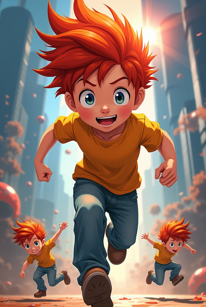 Redhead boy in different anime style poses
