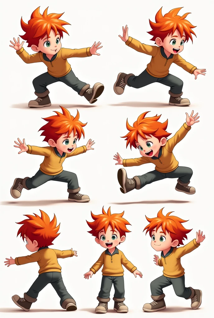 Redhead boy in different anime style poses