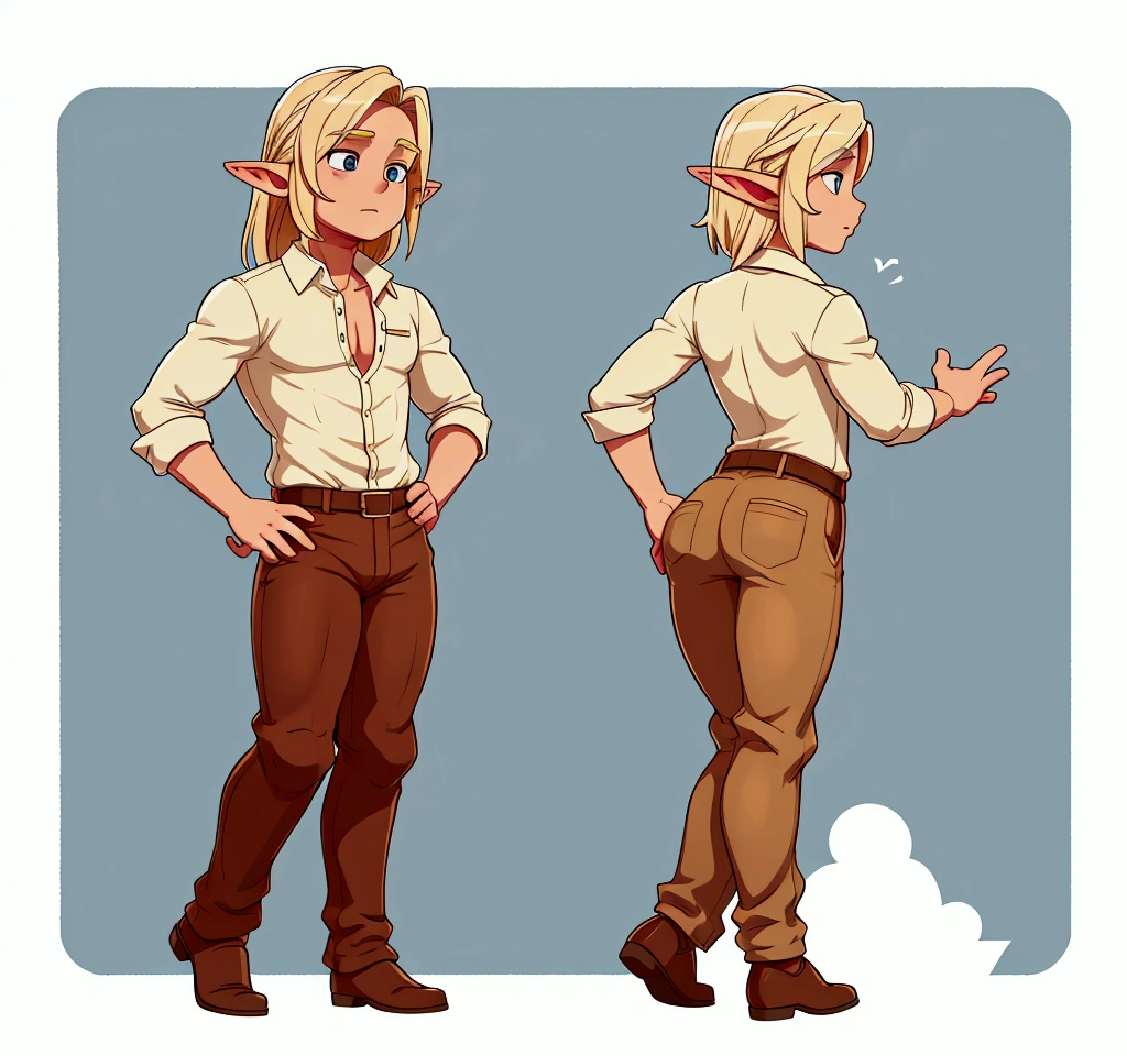 Big ass blonde elf boy in brown pants