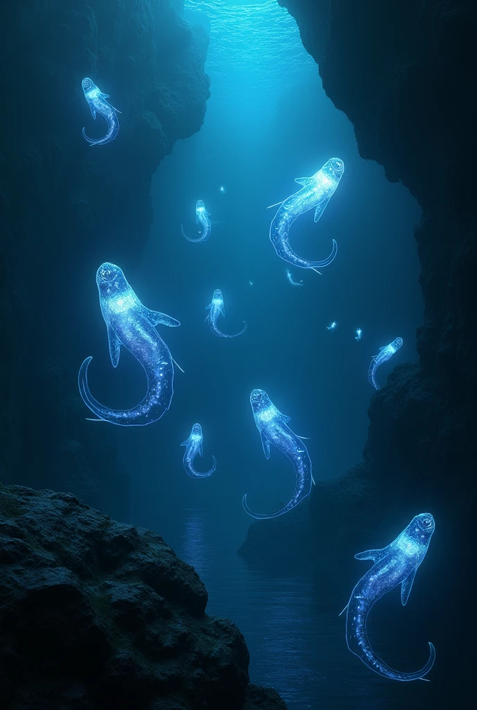 Bioluminescent Ocean、Transparent creatures、Dark Deep Sea、myth、Creatures、monster、big