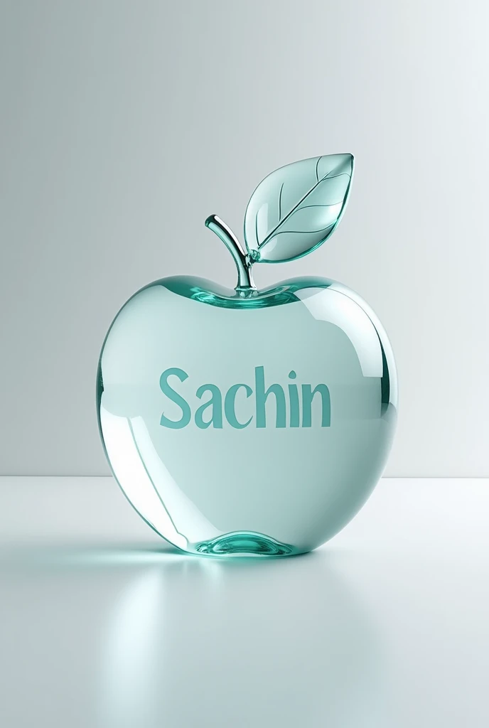 This is a transparent Apple shaped, it is made of glass with Sachin 