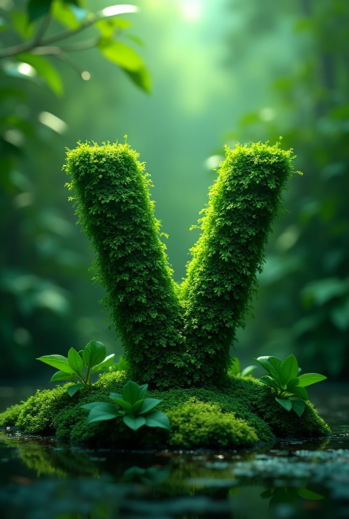 Make a letter V with a green background 



