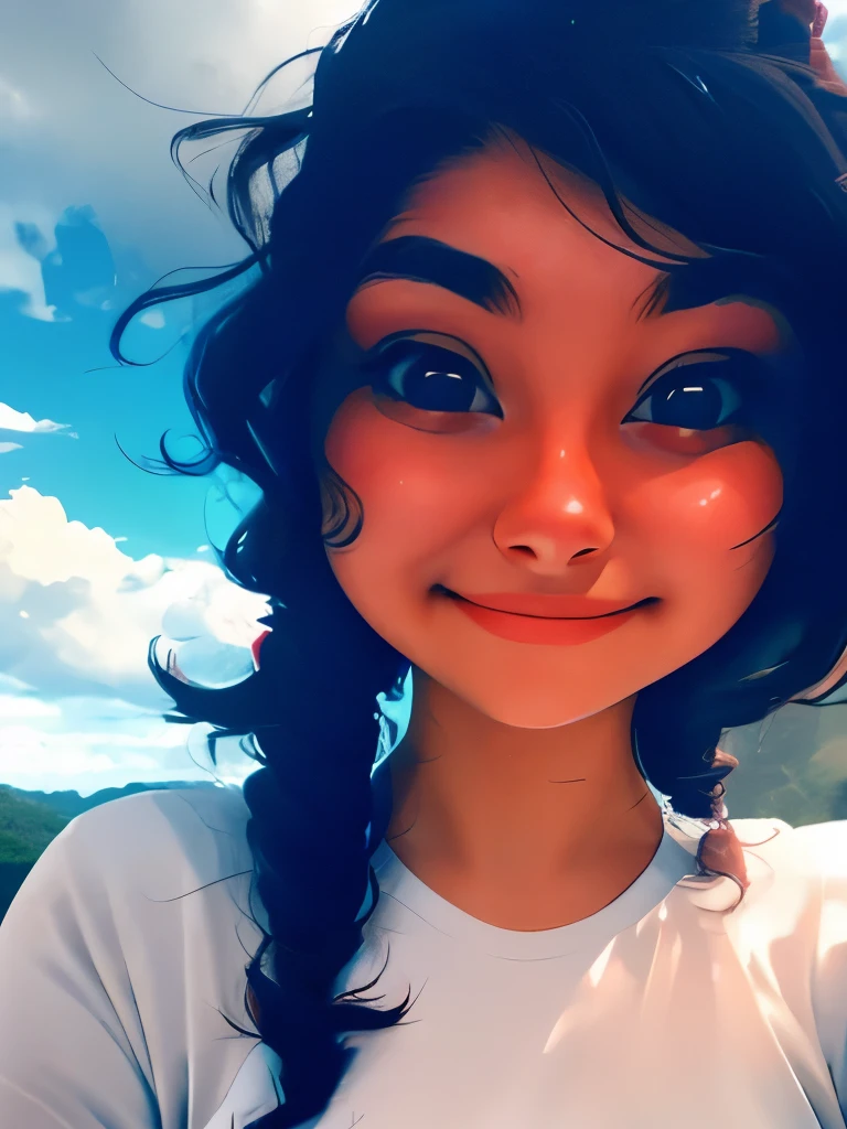 NauSKaaValOfWi, detailed 1 young lady, 20, looking at viewer with, sad smile, upper body,