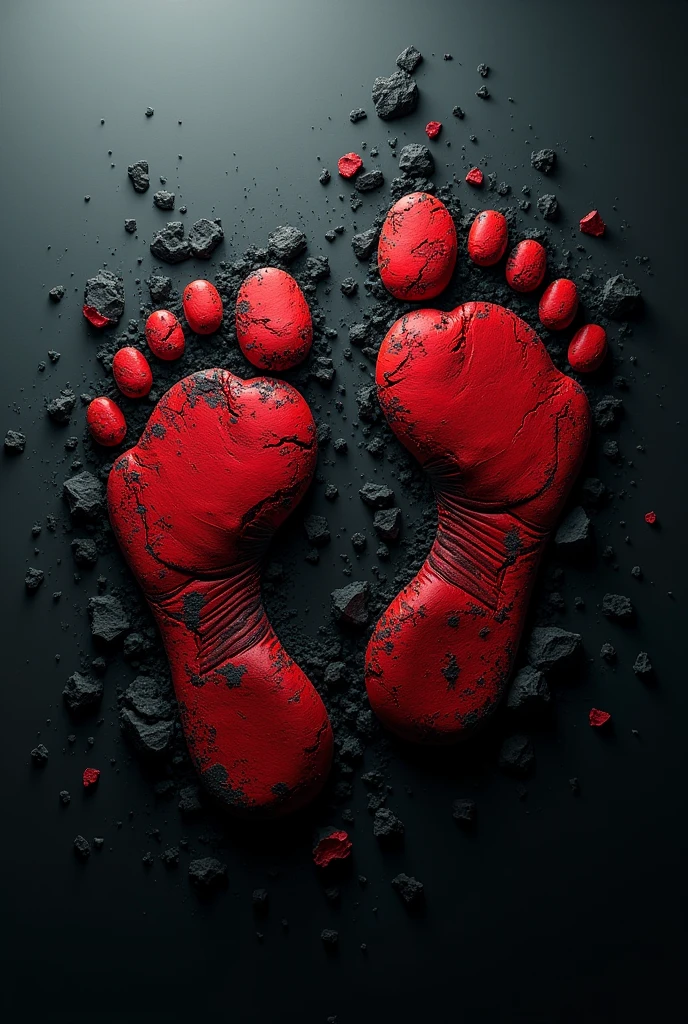 Sony logo with black theme and being destroyed and with red Hulk's foot prints