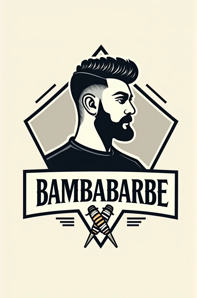 Logo for a barbershop with the name BAMBABARBE