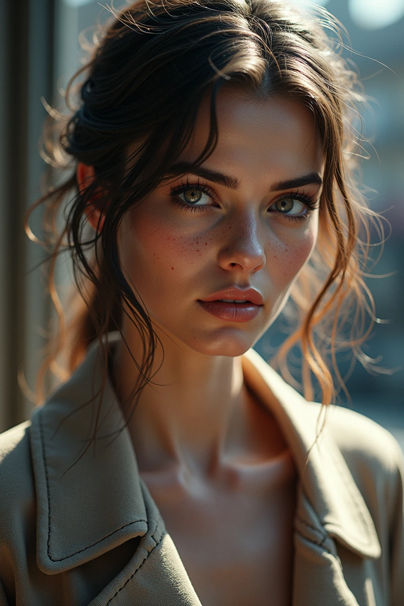 Foto hiperrealista en primer plano de (ALEXANDRA DADDARIO:0.5)(THYLANE BLONDEAU:0.5),30 years old,( Sharply focused human skin:1.4),(ultrarealistic skin details:1.4)