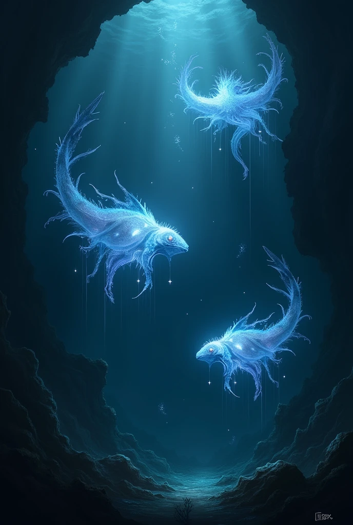 Bioluminescent Ocean、Transparent creatures、Dark Deep Sea、myth、Creatures、monster、big