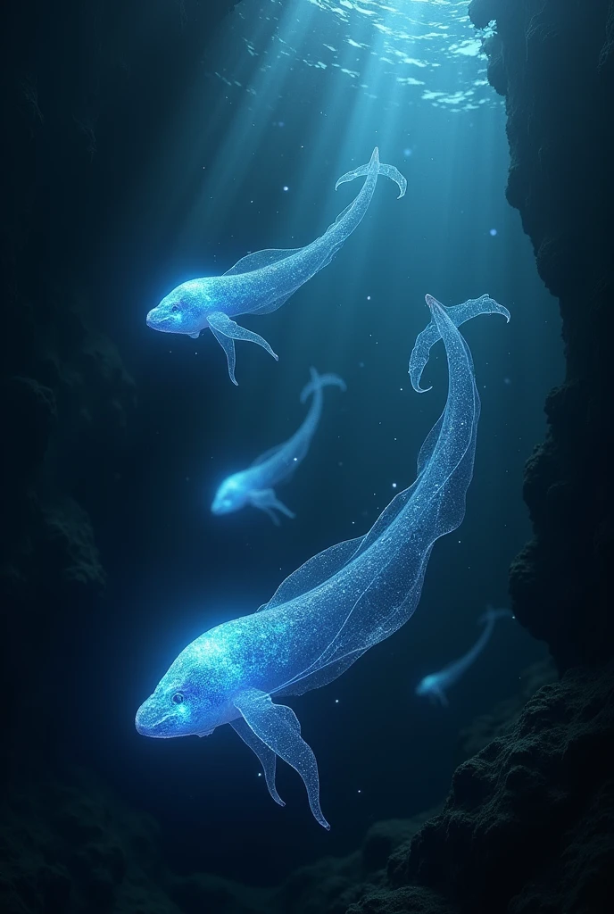 Bioluminescent Ocean、Transparent creatures、Dark Deep Sea、myth、Creatures、monster、big