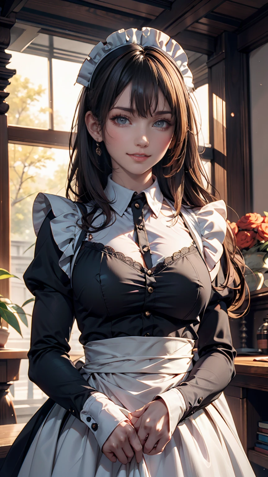 masterpiece, Highest quality, One person, Hollow Eyes, Hollow, maid, smile