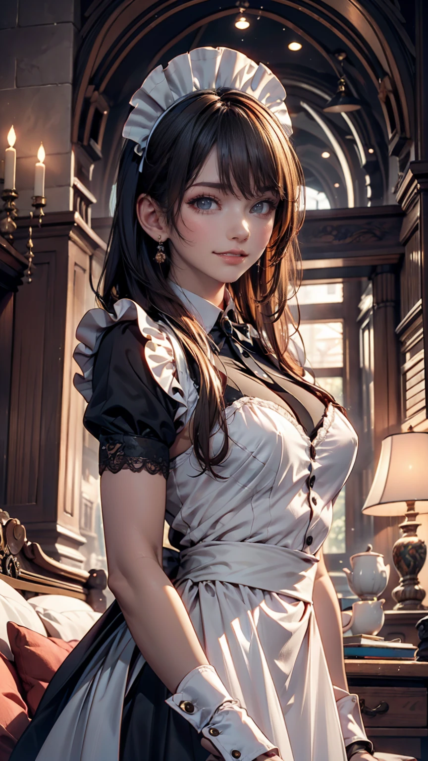 masterpiece, Highest quality, One person, Hollow Eyes, Hollow, maid, smile