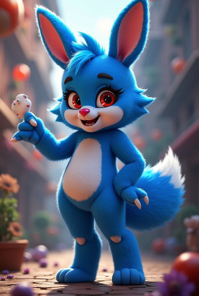 Toy Bonnie, Furry girl, two-tone fur, blue and white fur