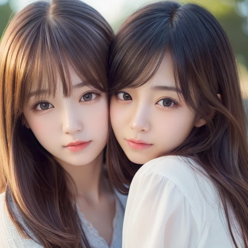 (Highest quality、4K、8k、High resolution、masterpiece:1.2)、Very detailed、(Real、Photorealistic、Photorealistic:1.37)、(japanese two girls)、 deepkiss and hugging 、(hair style:Random)、(hair color:Random)