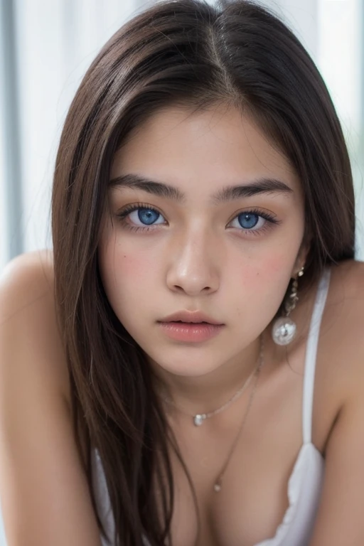 Half Japanese-Ukrainian, Age 20, blue eyes, bare, milk, pussy, necklace