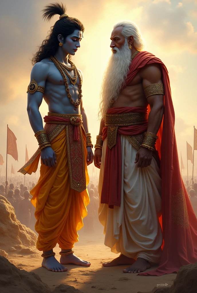 Shree Krishna stand in kurukshetra with pitamaha bhishma