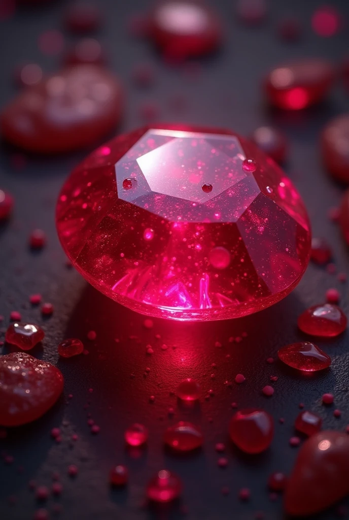 The picture on the card is a ruby (Ruby)Power Stone Card,masterpiece, Highest quality, (Highly detailed CG Unity 8k wallpaper), (Highest quality), (Best illustrations), (Best Shadow), Absurd, Realistic lighting, (abyss), Beautiful sparkle, Tarot Cards,Fortune-telling tools,Transparent red gemstone
、
