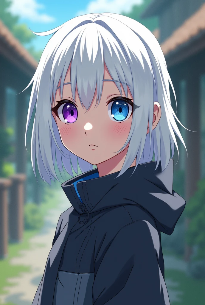 Naruto,Female gender,White-haired girl with one purple eye and one blue eye In the leaf village,Naruto anime