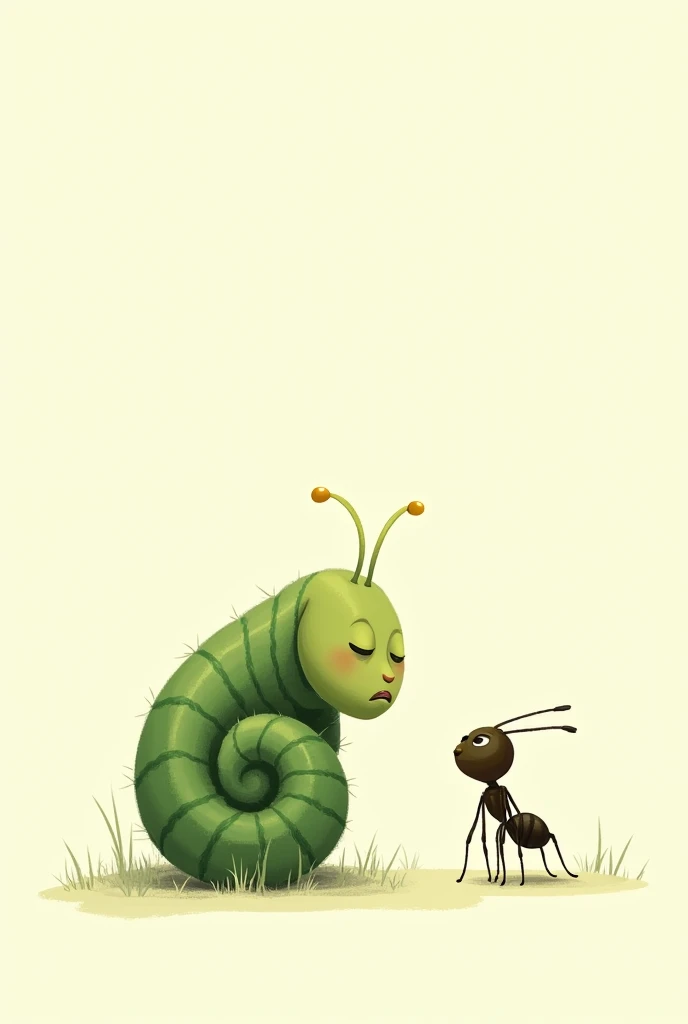 The same caterpillar and ant say goodbye 2D 

