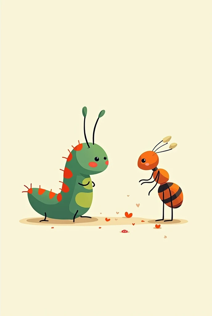 The same caterpillar and ant say goodbye 2D