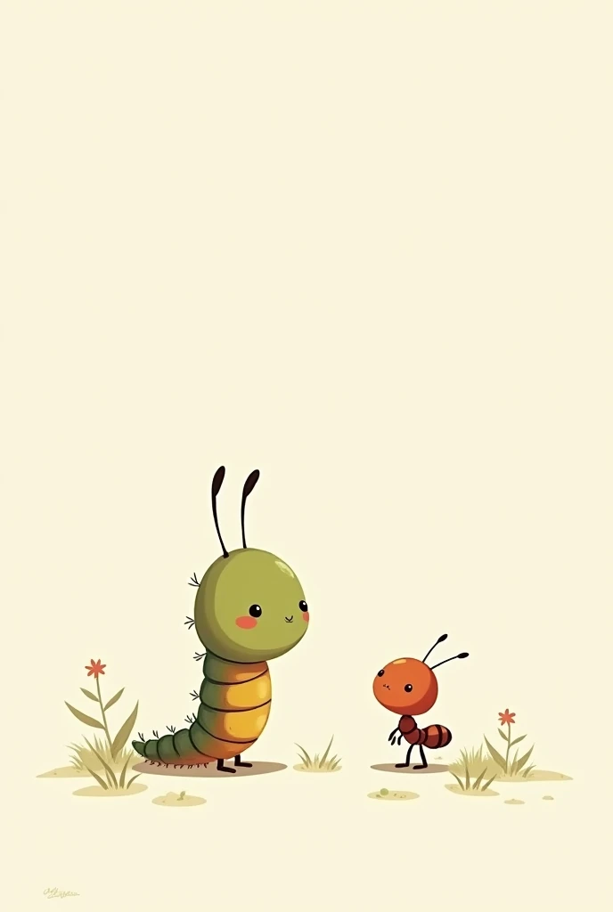 The same caterpillar and ant say goodbye 2D 
