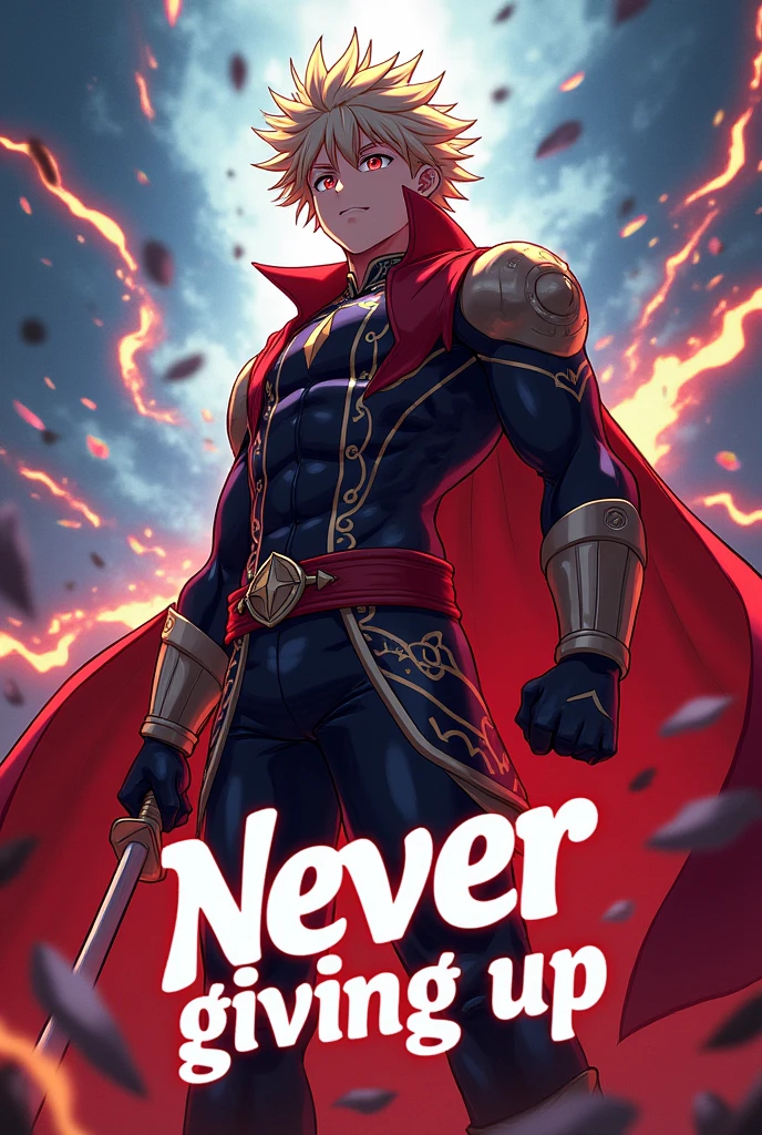 Thumbnail for YouTube and asta from Black Clover background and Never giving up should be written