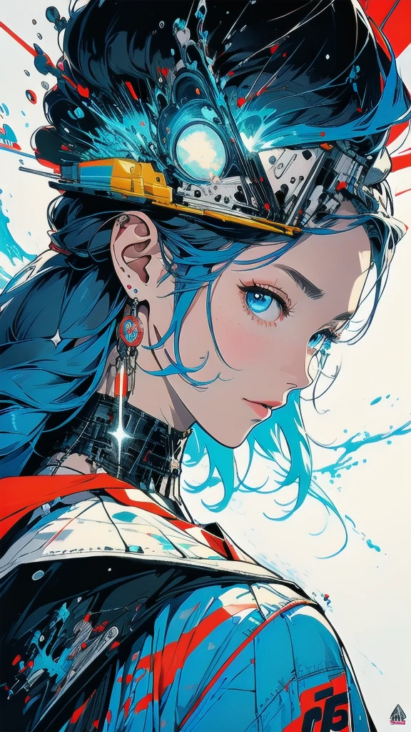 0 damage assassine, pointing the brush at viewer, ,a killer who likes to paint, dirty laundry of colored paint, holding a wet brush of paint, colored hair, fantasy, marvel, absolutely stunning art, art of the highest quality, highest resolution, hyper detailed, black and red