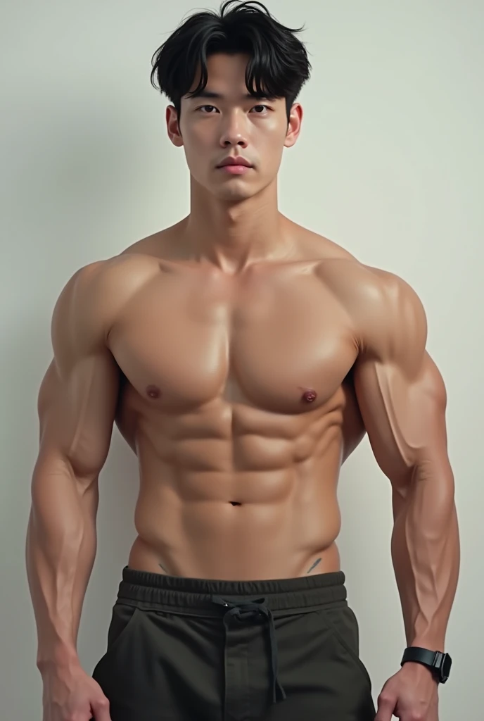 Kim Namjoon muscled full body, totally naked without clothes