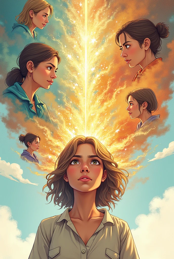 Comic where a lady presents different problems in her health, and feels sad , After a while, bioenergetics begins to work and she looks very active and happy.