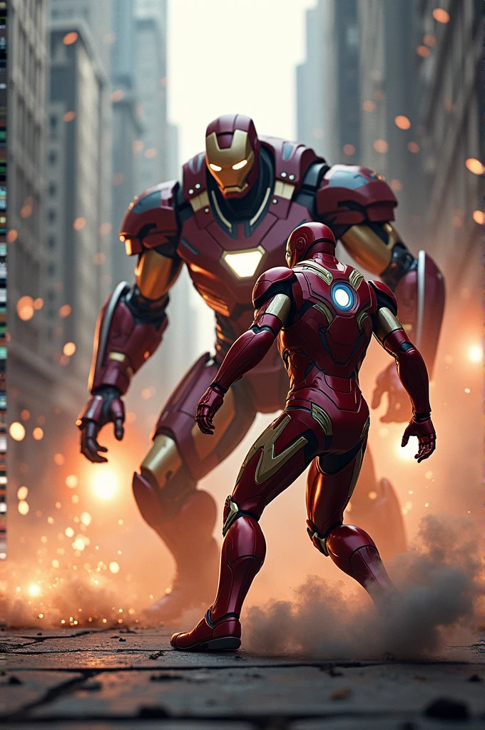 a video of iron man fighting with cyborg