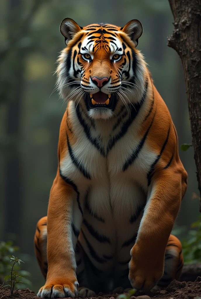 Tiger man with a hard dick
