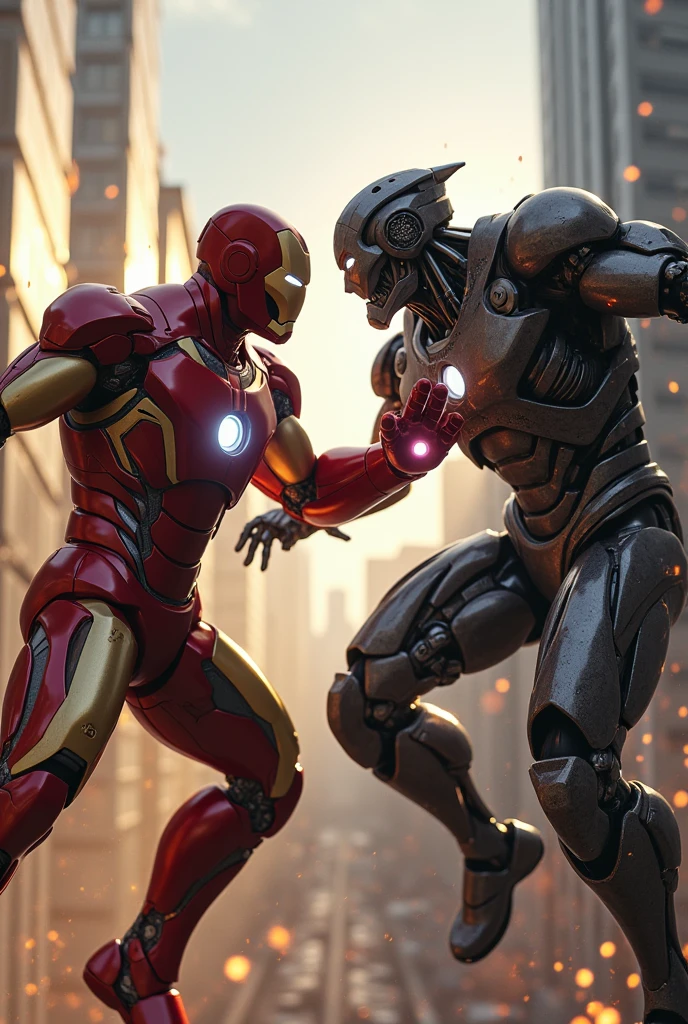 a video of iron man fighting with cyborg DC UNIVERS