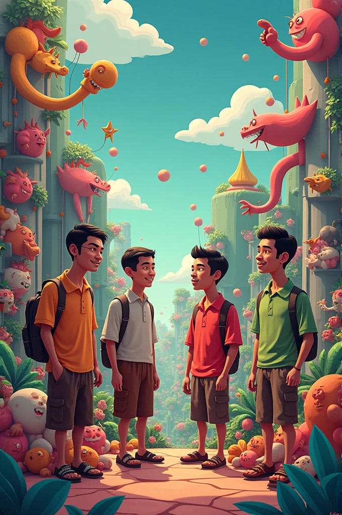 4d cartoons of Indonesian men and others