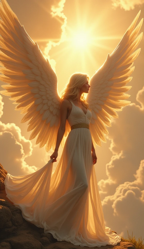 Beautiful angel、Big angel wings、heaven、nude