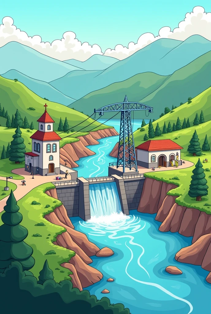 Create the Carhuaquero hydroelectric plant in an easy-to-draw animated way