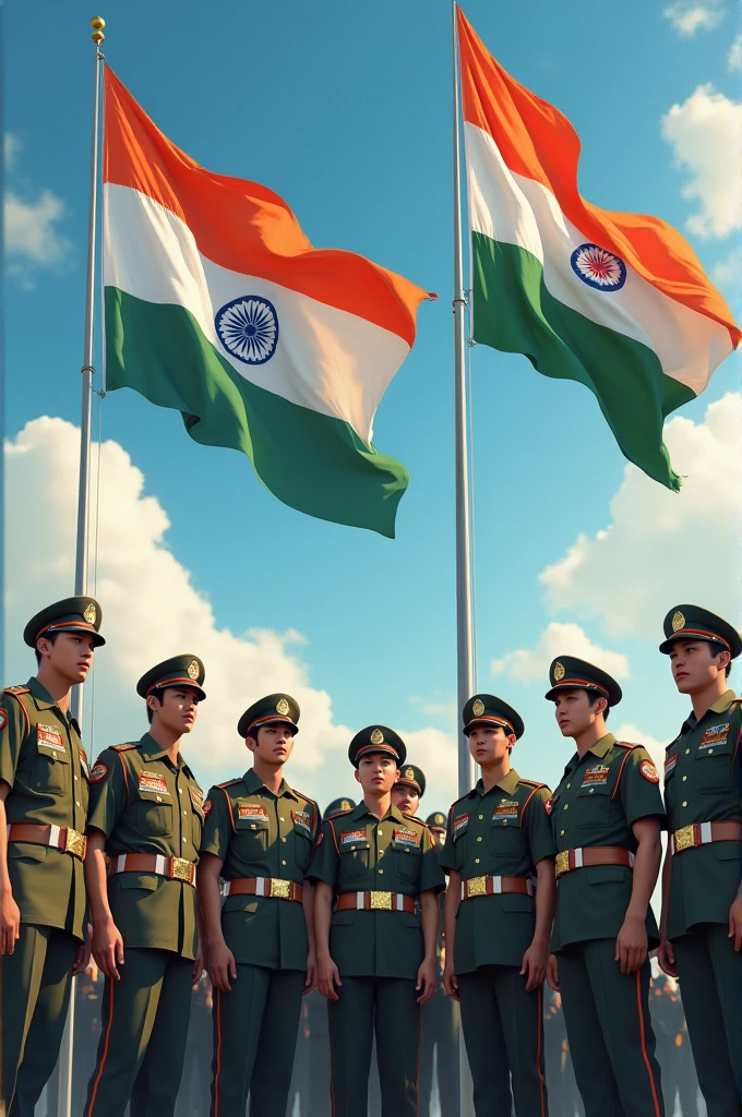 I want the Indian flag along with the Korean flag and the army on the side and I am the army of Korea as well and BTS