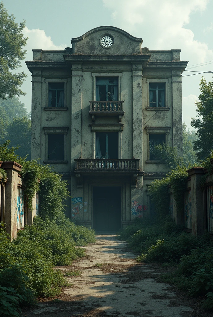 Abandoned hospital destroyed and vandalized