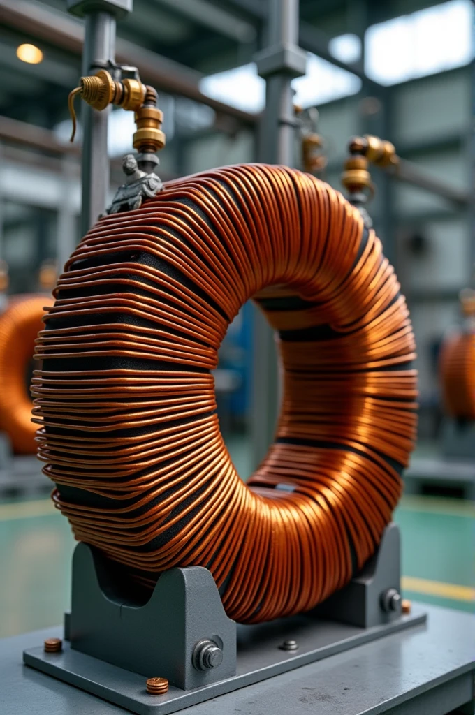 Two toroidal transformers side by side like the number 00, but with the primary winding in the junction area