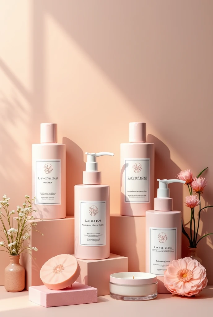 Body beauty product image, with organic ingredients, like soaps, lotions, body candles, with the La Vie Rose brand