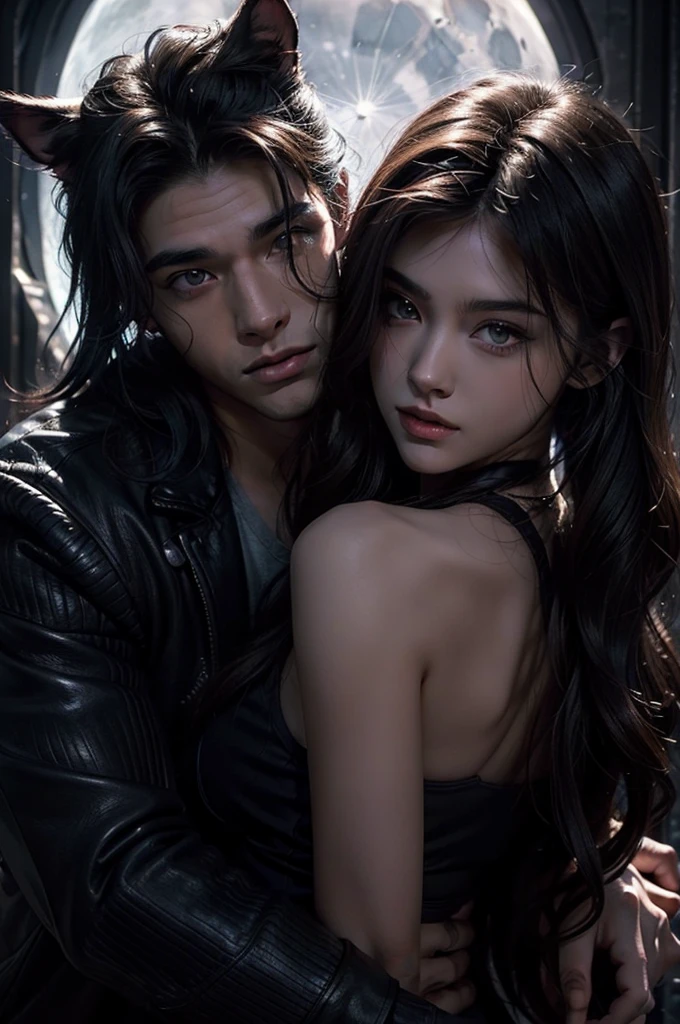 A young man and a young woman fight on a dark road