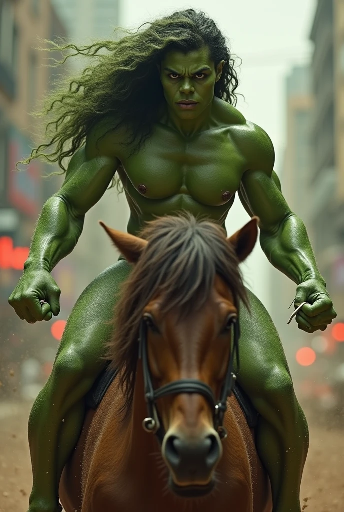 She-Hulk naked riding a big brown dick