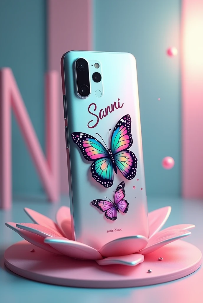 Mobile phones for men butterfly tattoo on mobile written name Sanni