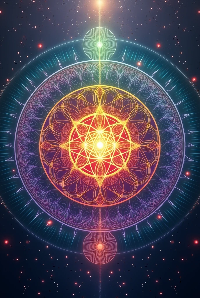 Kabbalistic flower of life with the colors of the rainbow