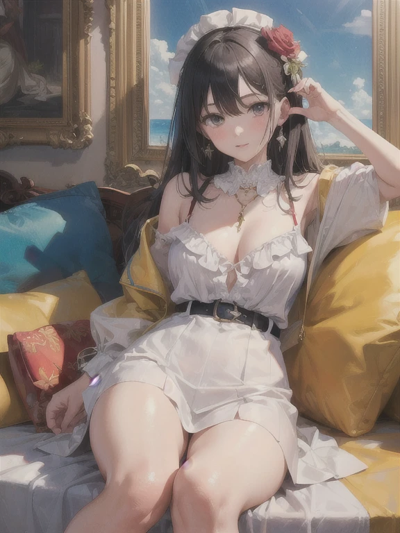 ((Highest quality)), ((masterpiece)), (detailed), one person's,(Knee-length),Cosplay,whole body,Big Breasts,Underbust,Fishnet tights,Police Officer,(Tight mini skirt),Dress shirt,(Open the buttons on your shirt),22-year-old woman,(Naughty look),((Excited expression)),Browsing Caution,nswf Japanese,(attractive appearance),atmosphere,rotor,blush,(Indoors where you can enjoy the night view),